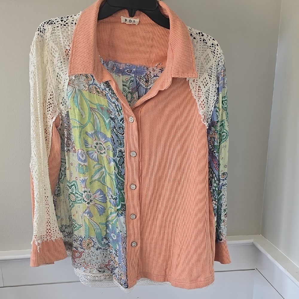 Pol Patchwork Button-Up Shirt - image 1